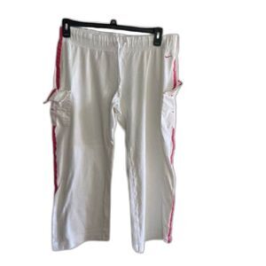 Nike cotton crop sporty cargo pants white and pink